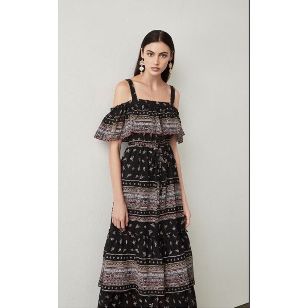 BCBGMAXAZRIA Claudia Cold-Shoulder Maxi Dress Size XS